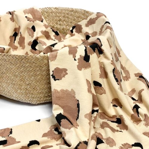 RESTSTÜCK 1,30m !!! - Viskosejersey - Painted Leo - beige