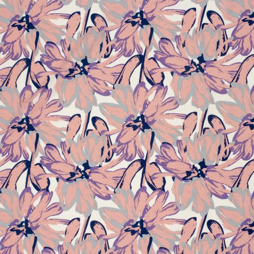 Viskose Popeline - Bodil Flowers - lila/rosa/weiß