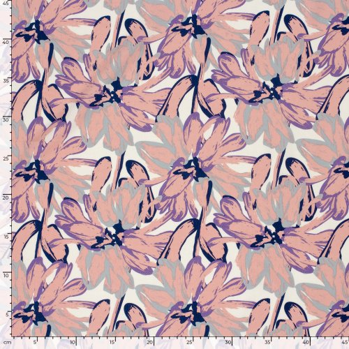 Viskose Popeline - Bodil Flowers - lila/rosa/weiß
