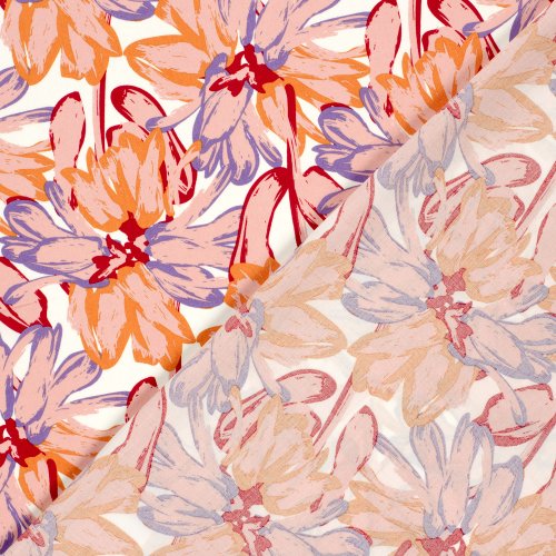 Viskose Popeline - Bodil Flowers - rot/rosa/weiß