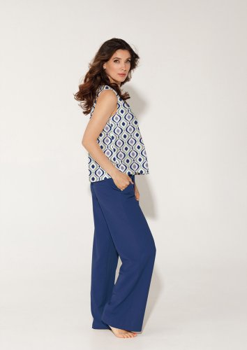 Viskose Popeline - Bruna - blue/ecru
