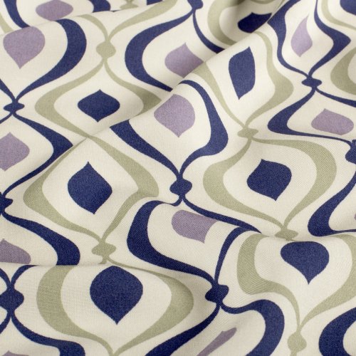 Viskose Popeline - Bruna - blue/ecru