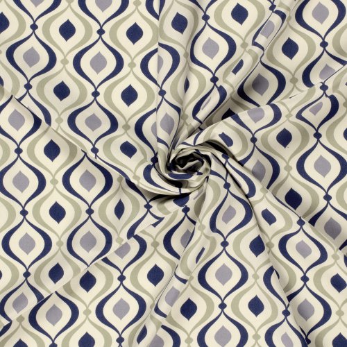 Viskose Popeline - Bruna - blue/ecru