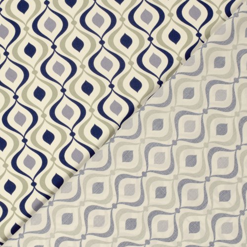 Viskose Popeline - Bruna - blue/ecru