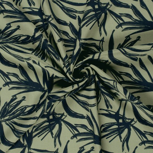 Viskose Popeline - Erma - khaki/navy