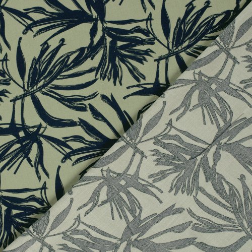 Viskose Popeline - Erma - khaki/navy
