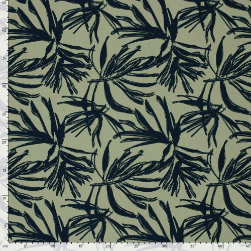Viskose Popeline - Erma - khaki/navy