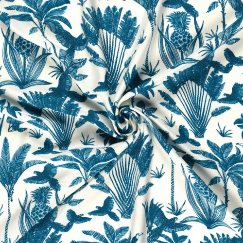 Viskose Popeline - Henni - blue/offwhite