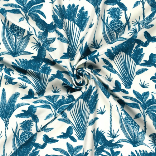 Preview: RESTSTÜCK 1,00m !!! - Viskose Popeline - Henni - blue/offwhite