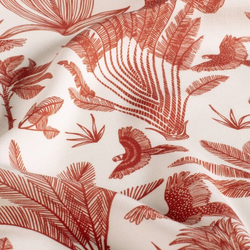 Viskose Popeline - Henni - red/offwhite