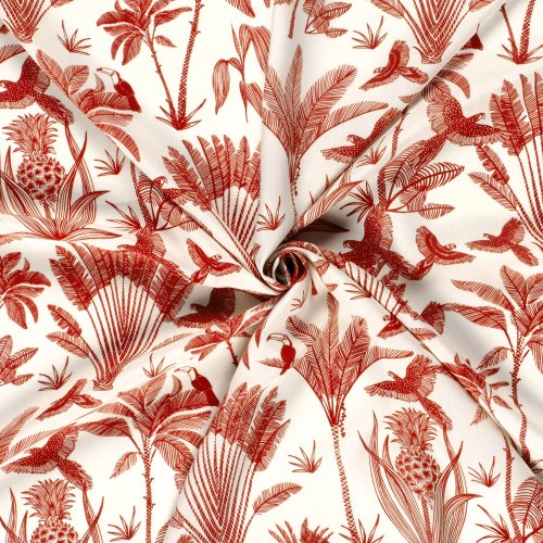 Viskose Popeline - Henni - red/offwhite