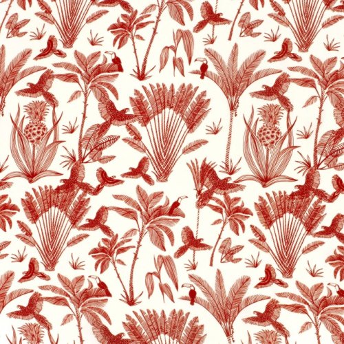 Viskose Popeline - Henni - red/offwhite