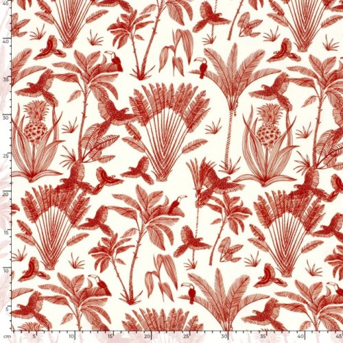 Viskose Popeline - Henni - red/offwhite