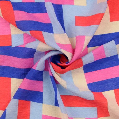 Viskose Popeline - Jamiro - blau/pink