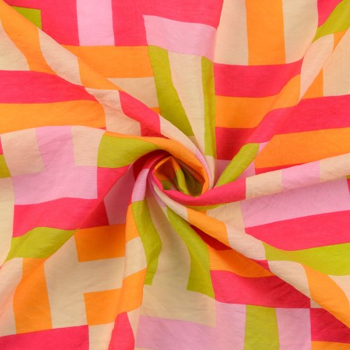 Viskose Popeline - Jamiro - pink/gelb
