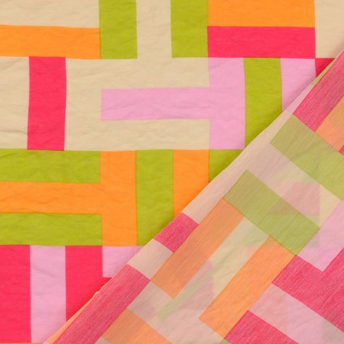 Viskose Popeline - Jamiro - pink/gelb