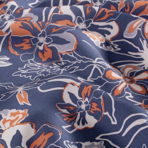 Viskose Popeline - Laurane - denim/orange