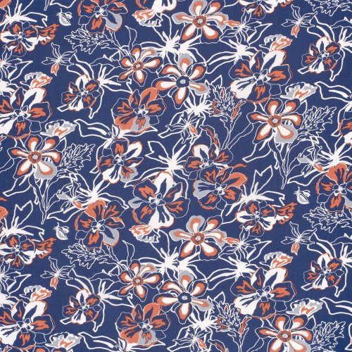 Viskose Popeline - Laurane - denim/orange