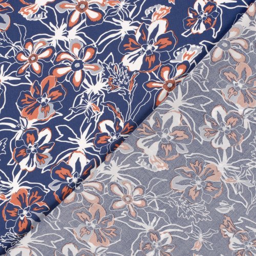 Viskose Popeline - Laurane - denim/orange