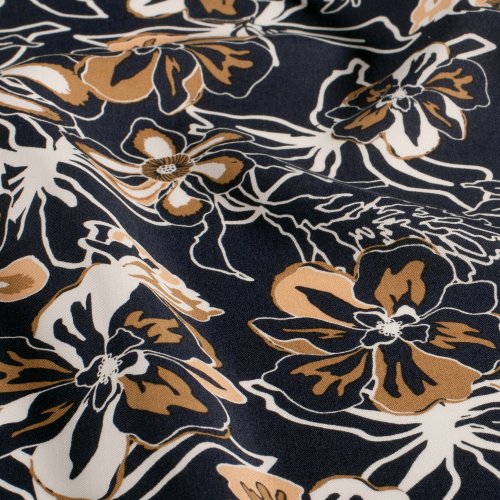 Viskose Popeline - Laurane - navy/caramel