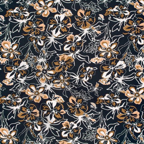 Viskose Popeline - Laurane - navy/caramel