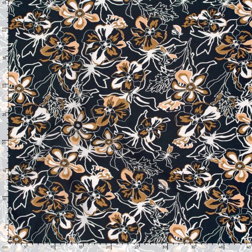 Viskose Popeline - Laurane - navy/caramel