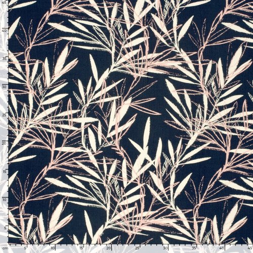 Viskose Popeline - Ola - navy/rose/white