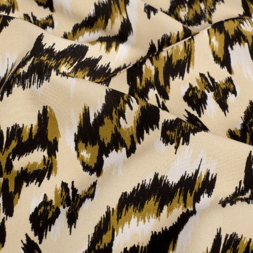 Viskose Popeline - Poldi - sand/black/brown