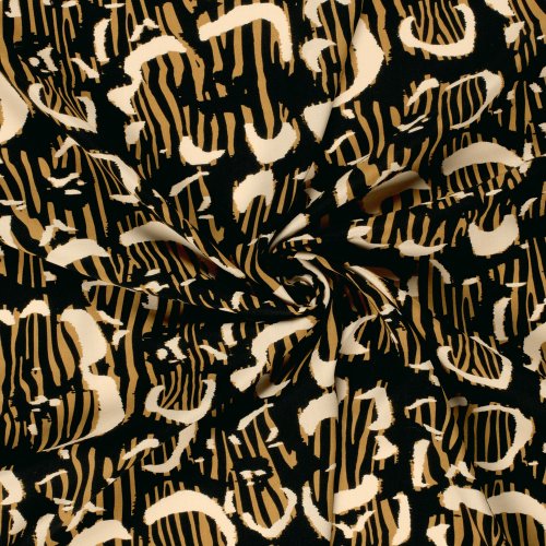 Viskose Popeline - Sami - black/senf/sand