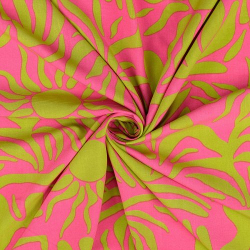 Viskose Popeline - Taciana - pink/lime