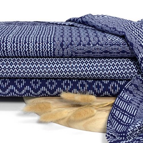 Preview: RESTSTÜCK 2,10m !!! - Viskose - Small Rhombus - blue