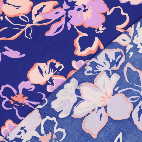 Preview: RESTSTÜCK 0,90m !!! - Viskose mit LENZING™ ECOVERO™ Fasern - Risa Flowers - cobalt
