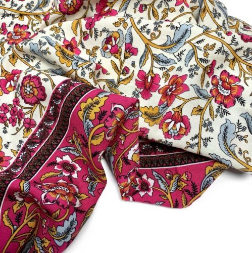 RESTSTÜCK 60cm !!! - Viskose - Romance Flowers - ecru