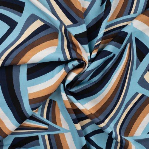 Viskosesatin - matt - Retro Waves - denim