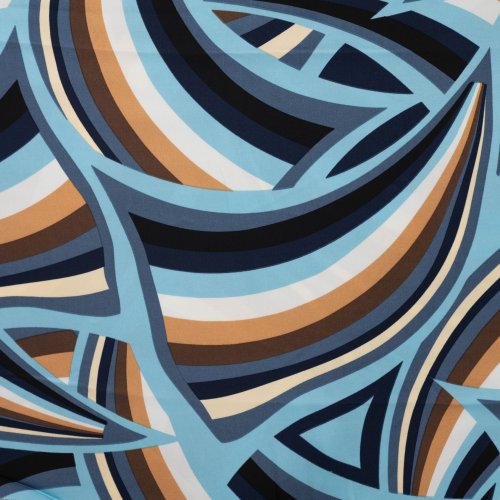Viskosesatin - matt - Retro Waves - denim