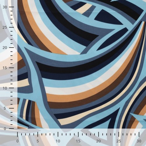Viskosesatin - matt - Retro Waves - denim