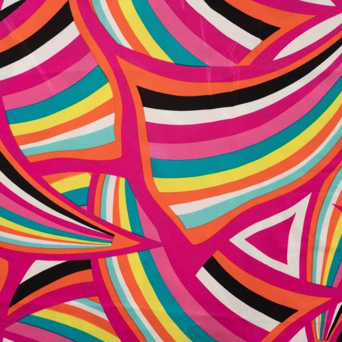 Viskosesatin - matt - Retro Waves - fuchsia
