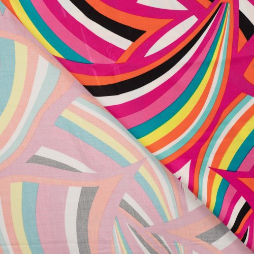 Viskosesatin - matt - Retro Waves - fuchsia