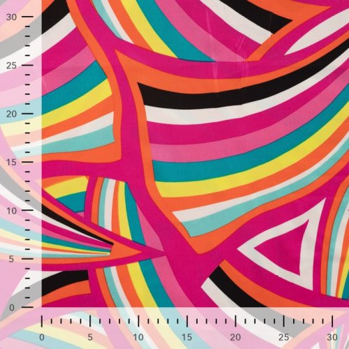 Viskosesatin - matt - Retro Waves - fuchsia