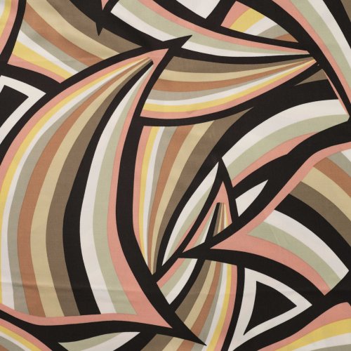 Viskosesatin - matt - Retro Waves - khaki