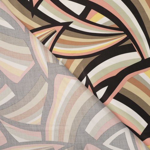 Viskosesatin - matt - Retro Waves - khaki