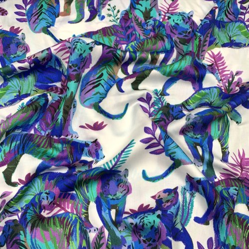 Viskosesatin - matt - Panther - blue