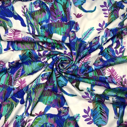 Viskosesatin - matt - Panther - blue