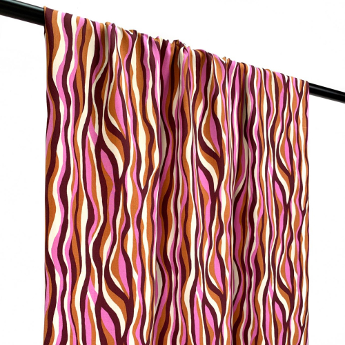 Preview: RESTSTÜCK 1,80m !!! - Viskose - Skade Stripes - rose/rost/bordeaux
