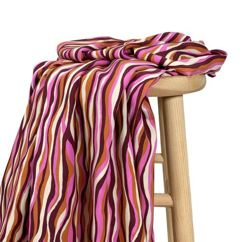 RESTSTÜCK 1,80m !!! - Viskose - Skade Stripes - rose/rost/bordeaux
