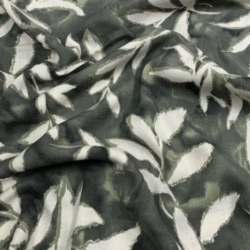 Viskose Slub - Blaise Leaves - khaki