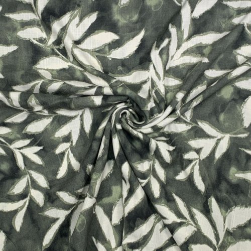 Viskose Slub - Blaise Leaves - khaki