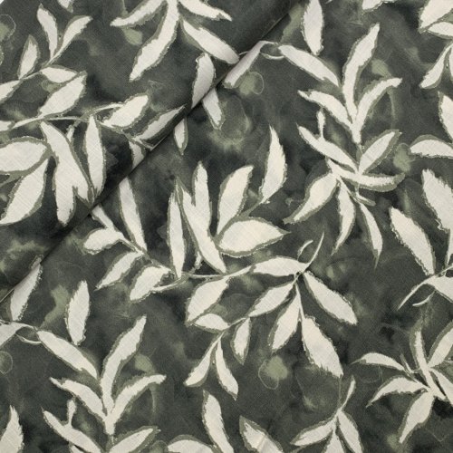 Viskose Slub - Blaise Leaves - khaki