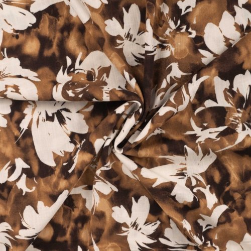 Viskose Slub - Candice Flowers - brown