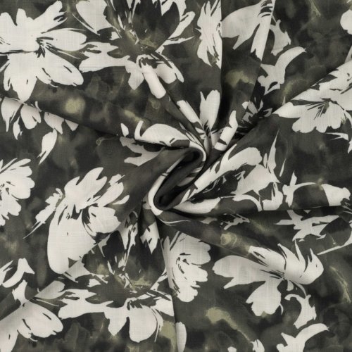 Viskose Slub - Candice Flowers - khaki